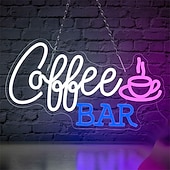 abordables 123496-Enseigne lumineuse LED néon café, dimmable, alimentée par USB, colorée, pour intérieur chambre, restaurant, café, mur, créative, en forme d'alphabet, décorative.