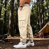お買い得  貨物-男性用 カーゴパンツ スウェットパンツ ズボン ストレートレッグスウェットパンツ ドローストリング ポケット 弾性ウエスト 平織り 履き心地よい ソフト カジュアル 日常 アウトドア 旅行度假风 ファッション ブルー ホワイト