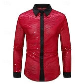 Χαμηλού Κόστους Γεωμετρικά σχήματα-Ανδρικά Πουκάμισο Καλοκαιρινό πουκάμισο Casual πουκάμισο Πουκάμισο παραλίας Πουκάμισο με κουμπιά Λευκό Ανθισμένο Ροζ Ρουμπίνι Μακρυμάνικο Συνδυασμός Χρωμάτων Πέτο Καθημερινά Διακοπές Πούλιες Ρούχα