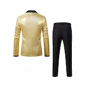cheap Outfits-Disco 1980s Pants Outfits Suits &amp; Blazers Long Sleeves Sequins Fancy Dress Men's Carnival Costume Halloween Carnival Masquerade Club Pride Parade Pride Month Adults' Coat Pants All Seasons