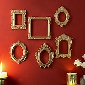 tanie Rzeźby-1 szt. Materiał żywiczny w stylu europejskim, trójwymiarowa, wzorzysta złota rama do dekoracji, dekoracja ścienna DIY, odpowiednia do zdjęć, dekoracja salonu, dekoracja miniaturowego domu