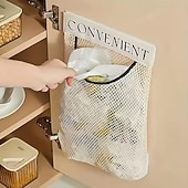 cheap Storage &amp; Organization-2pcs Large Capacity Mesh Storage Wall-mounted Multifunctional Storage Bag Suitable for Vegetables Fruits Groceries Underwear-Socks Storage Bag Reusable Kitchen Storage and Organizing Tool