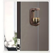 abordables Esculturas-Paquete de 2 timbres magnéticos de madera maciza con ventosa para abrir puertas, alerta de entrada adhesiva inalámbrica con timbre suave para el hogar, la oficina, la tienda y las puertas para