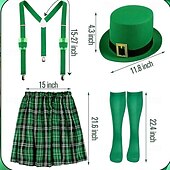 cheap Men's Clothing​-St. Patrick 2026 Leprechaun Shamrock Irish Carnival Fancy Costume Kilts Y-Back Suspenders Novelty Funny Adults' Men's Saint Patrick's Day Casual Party Easy Carnival Costume Dress Up