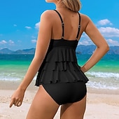billige Surfing Tankinis og Bikinier-Dame Badedrakt med blomstertrykk To stykke badedrakt Blomstret Ensfarget Tropisk V-hals Midjekontroll Elastisk Ermeløs Badetøy Surfing Strand Ferie Sommer