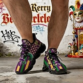 זול נעלי גברים-סניקרס ספורטיביות צבעוניות לגברים לחג המולד נעליים קלות עם ספיגת זעזועים לאירועי קרנבל מצעדים הליכה חיצונית טיולים וספורט יומיומי