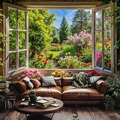 cheap Wall Tapestries-Tapestry Banners Blanket Flower Window 3D Bedroom Living Room Dorm Teens Room College Dorm Wall Porch Home Decor