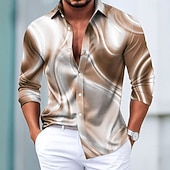 abordables Camisa de Satén para Hombre-Hombre Geométrico Degradado de color Arte abstracto Camisa Camisa de raso Camisa para Vestido Manga Larga Moda informal Vacaciones Uso Diario Verano Primavera Otoño Cuello Vuelto Impresión 3D Camisas