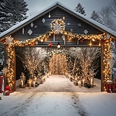 billige Garasje- og dørbanner-tapet Garasjeportdeksel Stor opphengning Snømann søt stil 3D Party Utendørs Ferie Bakgrunner for skyting Yard Hjemmedekor