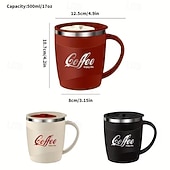 baratos Utensílios &amp; Aparelhos de Cozinha-Caneca de café em aço inoxidável 304 com tampa, 500ml (17oz), parede dupla isolada, livre de BPA e à prova de vazamentos, ideal para viagens e bebidas quentes. &amp;bebidas geladas, presente de Natal