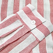 economico Vacanza-Per uomo Camicia Camicia di lino Camicia Estiva Camicia da Spiaggia Camicia in cotone e lino Camicie a righe A righe Casuale Abbigliamento casual alla moda Blu Rosa Verde Cachi Manica Lunga Collo