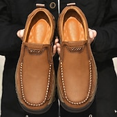ieftine Pantofi casual slip-on-Teniși bărbătești maro din piele întoarsă și piele ecologică, cu design respirabil – încălțăminte sport și rezistentă, perfectă pentru activități în aer liber, alergare și ținute casual