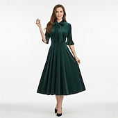 billiga Klänningar-retro vintage 1950-tals cocktailklänning sammetsmaskerad dammaskerad nyårsfest retro temafest vuxenklänning