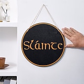  Día de San Patricio Cartel Colgante de Madera Sláinte Decoración de Pared de Pub Irlandés Placa Redonda Decoración Rústica para Bar y Sala de Juegos en Casa