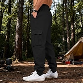 お買い得  貨物-男性用 カーゴパンツ スウェットパンツ ズボン ストレートレッグスウェットパンツ ドローストリング ポケット 弾性ウエスト 平織り 履き心地よい ソフト カジュアル 日常 アウトドア 旅行度假风 ファッション ブルー ホワイト