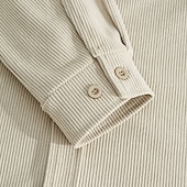 abordables camisa con botones para hombre-Hombre Camisa Camisa casual Camisa de playa Camisa de Pana Abotonar la camisa Negro Marrón Verde Ejército Albaricoque Gris Manga Larga Color sólido Diseño Diario Vacaciones Bolsillo Ropa Moda Casual