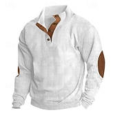 baratos Suéteres básicos-Homens Moletom Veludo Cotelê Moletom com capuz Estacionar Adamascado Azul denim Preto Branco Verde Tropa Colarinho Clerical Tecido Patchwork Desportos e Ar livre Casual Diário Poliéster Roupa de rua