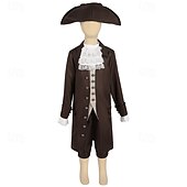 levne oblečení-250. výročí USA Rokoko Barroco Úbory Dlouhé rukávy George Washington Koloniální Revoluční válka Maškarní kostým Chlapecké Karneval Den nezávislosti 4. července Dětské Kabát Kalhoty Límeček