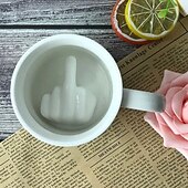abordables Tazas-Taza de cerámica personalizada para el dedo medio, divertida taza blanca para café, leche, agua, té con asa para fiesta, Día de los Inocentes, interesante taza de cerámica personalizada para el dedo
