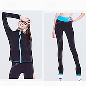 preiswerte Eiskunstlauf Trainingsoutfit-Eiskunstlauf-Jackett und -Hose Damen Mädchen Eislaufen Hosen / Regenhose Leggings Austattungen Schwarz Blau Fuchsie Vlies Spandex elastisch Ausbildung Praxis Wettbewerb Eiskunstlaufkleidung warm