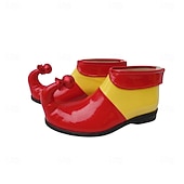 abordables Zapatos de hombre-Zapatos de payaso a rayas de Mardi Gras para hombres rojos y amarillos punta puntiaguda con tacón curvado divertido ajuste cómodo perfectos para carnaval y disfraces de payaso