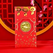 levne Event &amp; Party Supplies-5 ks pamětních mincí k roku 2026 (náhodný styl) 100 juanů, červené obálky, zlatá fólie, čínský Nový rok, štěstí, peněžní tašky, kulturní zboží