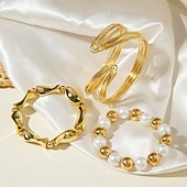 olcso Tánckiegészítők-Samba Kiegészítők Boho Arany Színű Rétegezhető Karkötők - Műgyöngyök Széles Karperecek és Geometrikus Charm Bangle Nőknek Előadás Jelmez