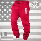 billiga Joggingbyxor-Herr Joggingbyxor Joggare Långbyxor Snörning Ficka Elastisk midja Landsflagga Komfort Andningsfunktion Dagligen Utomhus Amerikas 250-årsjubileum Semester Mode Vit Vin Microelastisk