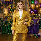 זול חולצות-רטרו\וינטאג' שנות ה-80 שמלות חליפות ובלייזרים דיסקו פאייטים תחפושות בגדי ריקוד נשים מסיבה\אירוע ערב מצעד הגאווה חודש הגאווה מבוגרים שמלה