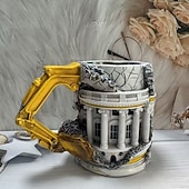 billige Krus og kopper-Noen løy, rivingskrus, keramisk kaffekopp formet som 3D-gravemaskin i harpiks med hank, morsom gaveidé med byggemotiv til kontor og hjem, daglig bruk