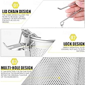 رخيصةأون أدوات وأجهزة المطبخ-مصفاة توابل من الفولاذ المقاوم للصدأ، فلتر توابل للطهي، تصميم شبكي، مصفاة كرة شاي، سلة فصل توابل الحساء مع خطاف سلسلة للمطعم المنزلي