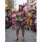 voordelige Damesschoenen-Vrouwen Mardi Gras Gestreepte Gespte Ballerina's met Roze Kruisband Detail – Dappere Retro Stijl Comfortabel voor Carnaval Feesten en Casual Wear