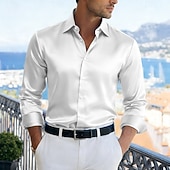 Χαμηλού Κόστους Ανδρικά σατέν πουκάμισα-Ανδρικά Πουκάμισο Σατέν πουκάμισο Επίσημο Πουκάμισο Casual πουκάμισο Πουκάμισο με κουμπιά Πουκάμισο χορού Σκέτο Πάρτι Γάμου Μπλε Απαλό Μαύρο Λευκό Μπλε Ρουά Μακρυμάνικο Πέτο Άνοιξη Όλες οι εποχές