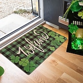 billige Dørmatter-Dørmatte til St. Patricks dag, irsk firkløverdesign, gulvmatte til inngangsparti, festlig grønt kløverdørteppe til St. Patricks dag-feiring.