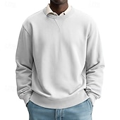 voordelige Basis Sweatshirts-Voor heren Sweatshirt Stoppen Wit Strakke ronde hals Opstaande boord Effen Casual Dagelijks Sport &amp; Outdoor Streetwear Sportkleding Basic Herfst Winter Kleding Hoodies Sweatshirts Lange mouw