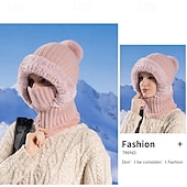 Χαμηλού Κόστους θέρμανση &amp; ψύξη-πλεκτό παχύρρευστο με μάσκα φλις κασκόλ ζεστό καπέλο 3 σε 1 σκούφο με κασκόλ και μάσκα, χειμερινή μάσκα προσώπου 2026, πλεκτά καπέλα προσώπου κασκόλ με κουκούλα μάσκες σκι