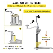 cheap Kitchen Set-Commercial Can Opener, 18.9 Inches Long, Manual Stainless Steel for Cans Up to 11.8 Inches High, Fixed with Clamp or Screws, Ergonomic Rotating Handle and a Spare Blade