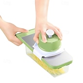 billige Frukt- og grønnsaksutstyr-7 deler multifunksjonelt grønnsaksskjære- og kvernsett i rustfritt stål med utskiftbare kniver - manuelle kjøkkenplanleggingsverktøy for forskjellige grønnsaker, grønnsaksskjæresett, kjøkkendings