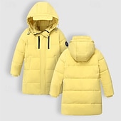 cheap Boy's Downs &amp; Parka Jacket-Kids Girls' Down Jacket Puffer Jacket Solid Color Sports Pocket Keep Warm Windproof Outdoor Coat Outerwear 4-12 Years Winter Black Yellow Purple