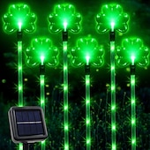 cheap Landscape Lights-St. Patrick's Day Irish 1-to-6 Outdoor Solar Waterproof Shamrock Stake Lights with Green LED, Garden Yard Pathway, Lawn, Festival Party Holiday Decoration, Glow-in-the-Dark