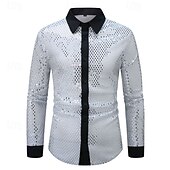 Χαμηλού Κόστους Γεωμετρικά σχήματα-Ανδρικά Πουκάμισο Καλοκαιρινό πουκάμισο Casual πουκάμισο Πουκάμισο παραλίας Πουκάμισο με κουμπιά Λευκό Ανθισμένο Ροζ Ρουμπίνι Μακρυμάνικο Συνδυασμός Χρωμάτων Πέτο Καθημερινά Διακοπές Πούλιες Ρούχα