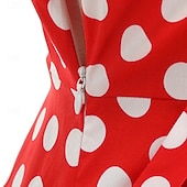 olcso Ruhák-1950-es Retró Rockabilly Déli Swing ruha Flare ruha Rövid ujjú Pöttyös Karcsúsított Jelmez Női Farsang Valentin nap Hétköznapi Hazaérkezés Retro témájú buli Felnőttek Ruha Tavaszi nyár