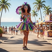 economico Scarpe da donna-Scarpe slip-on a punta larga da donna per il Mardi Gras – Suola interna morbida e imbottita stampa artistica di maschera veneziana scarpe festive artistiche per parate costumi uscite casuali e