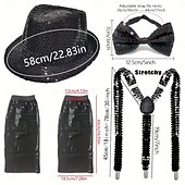 abordables Accesorios y más-Disfraz de carnaval Disfraz de lujo Sombrero de panamá Tirantes con espalda en Y Disco Retro Antiguo Años 80 Lentejuelas Adulto Hombre Mujer Unisexo Víspera de Todos los Santos Carnaval Fiesta