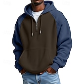 voordelige basic hoodies voor heren-Voor heren Trui met capuchon Wafel Hoodies Stoppen Hoodie met kwartrits Zwart Leger Groen Rood Marineblauw Bruin Capuchon Kleurenblok Lapwerk Zak Casual Dagelijks Sport &amp; Outdoor Streetwear