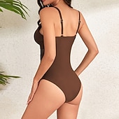 tanie Rash guardy One Piece-Damskie Strój kąpielowy Stroje kąpielowe One Pieces Solidne kolory W serek Wyszczuplenie brzucha Elastyczny Bez rękawów Kąpielówki Surfing Plaża Wakacje Lato