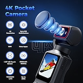 voordelige Actiecamera-4K HD actiecamera met 180° draaibare lens, beeldstabilisatie, 1,9 inch scherm, 2000 mAh batterij, lichtgewicht, ideaal voor vloggen. &amp;reis- en vlogapparatuur: strak design, duurzame constructie,