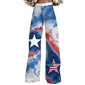  250-jähriges Jubiläum USA Retro Vintage 1970er Hose Hose mit weitem Bein Hippie Disco Hohe Taille Kostüm Damen Maskerade 4. Juli Unabhängigkeitstag Erwachsene Hose