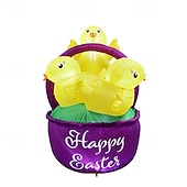 olcso Tájvilágítás-húsvéti felfújható dekoráció led lámpákkal 1,5 m / 5 láb három csibe virágkosár beltéri/kültéri udvar kert gyep party ünnepi hangulat dekoratív fények kellékek