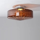 cheap Flush Mounts &amp; Semi Flush Mounts-Green/AmberCeiling Light Fixture Retro Glass Flush Ceiling Light Farmhouse Semi-Flush Mount Fixture with Drum-Shaped Glass Shade flush light suitable for hallways bedrooms living rooms and bathroom